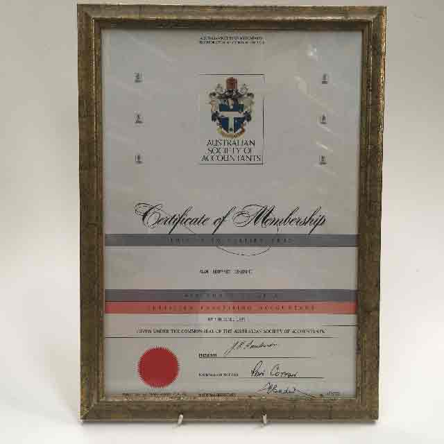 CERTIFICATE,  Accounting - Certificate of Membership